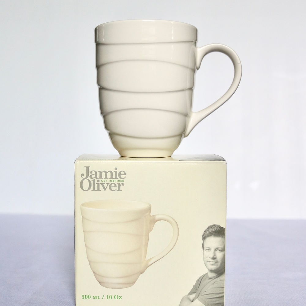 Jamie Oliver Get Inspired Earthenware Waves Coffee Tea Mug Ivory 300 ml 10 oz
